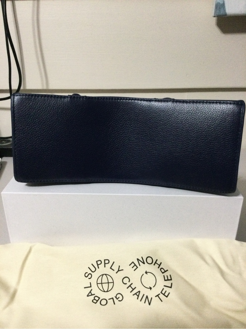 Navy Pebbled Leather Clutch MSCHF GSCT JFK Handbag MSRP